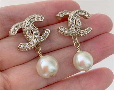 chanel pearl earrings studs|Chanel cc earrings price list.